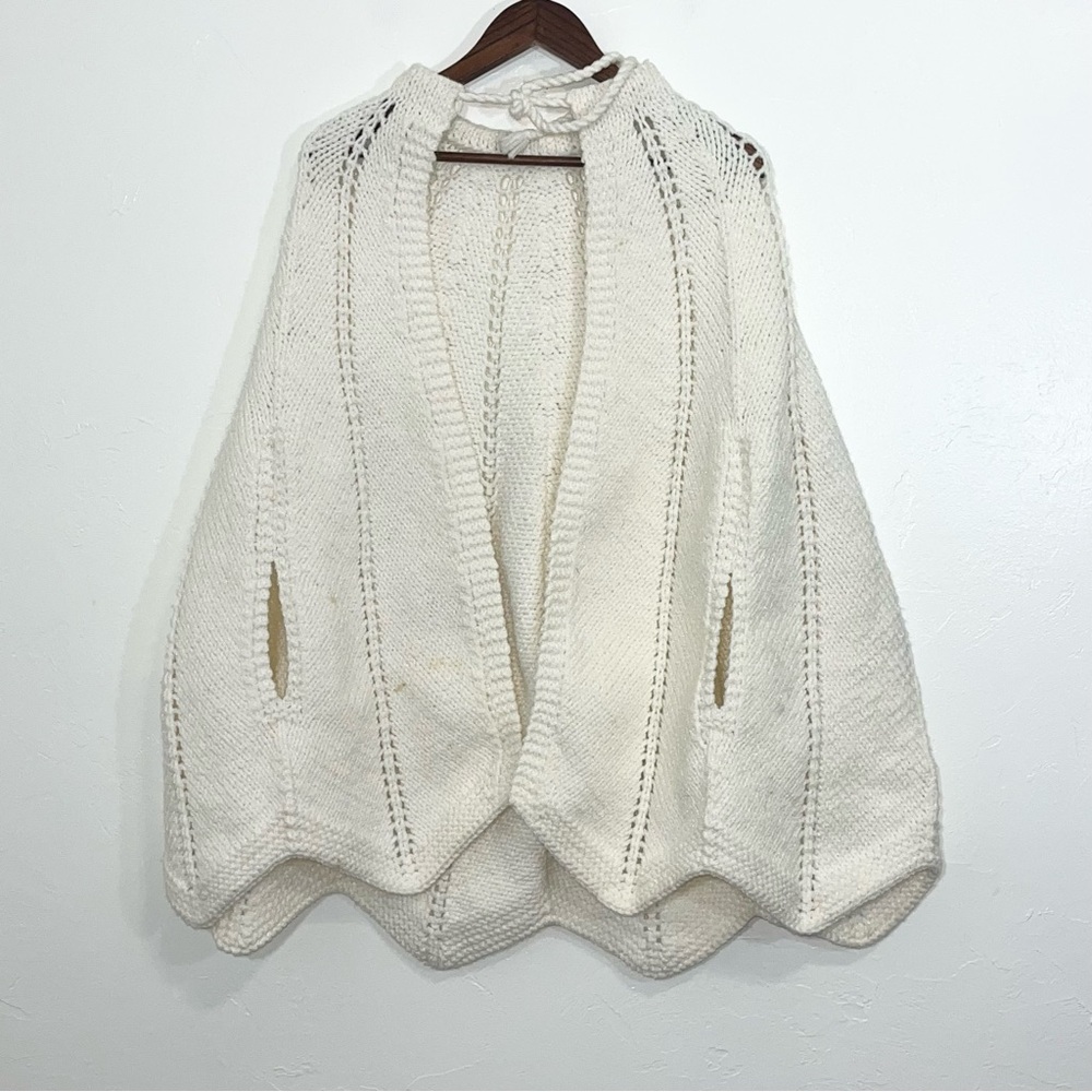 Hand Knitted Crocheted Cape Ivory One Size Handmade